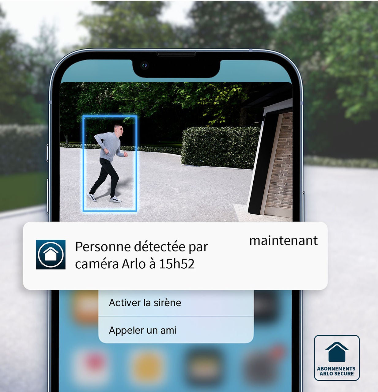 téléphone portable montrant une personne détectée à domicile