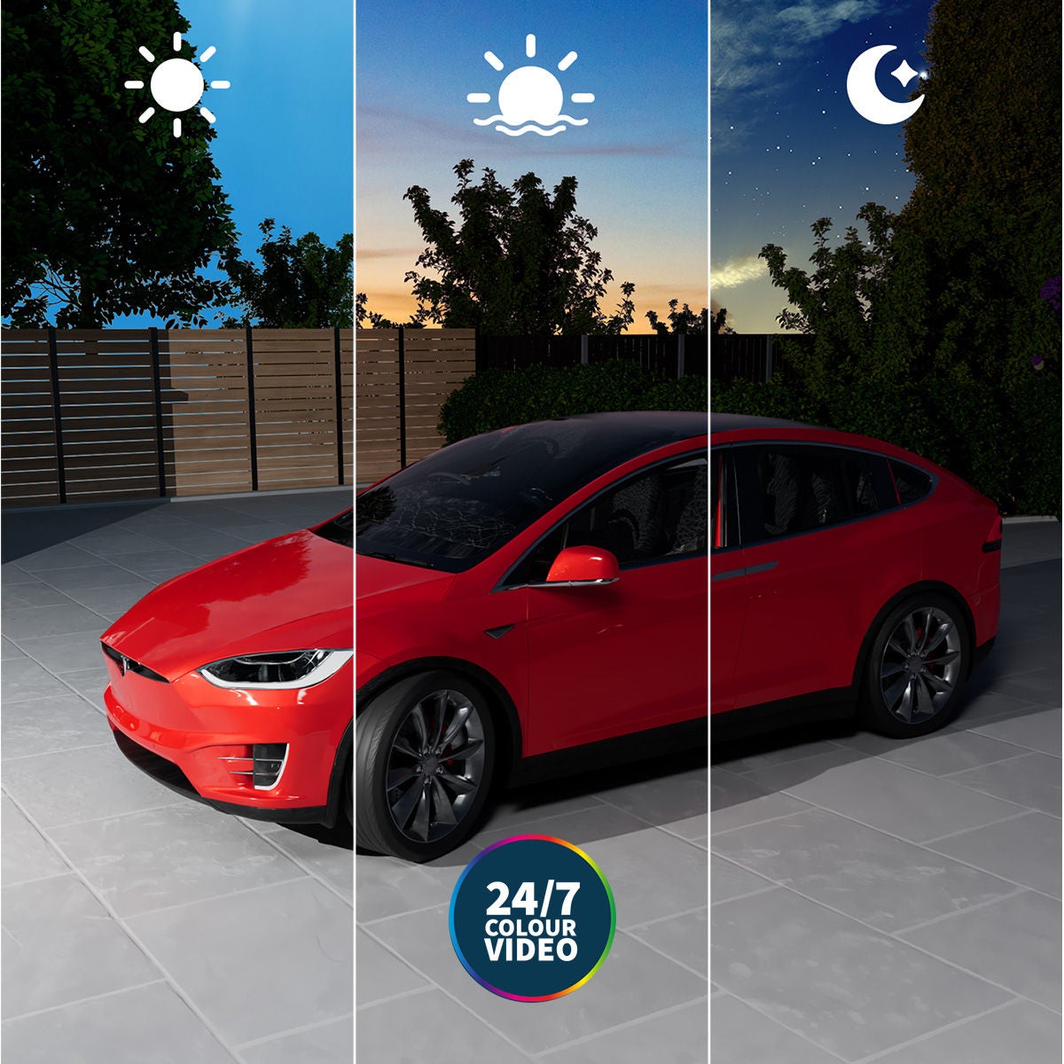 red car in different lights