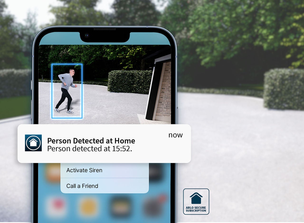 mobile phone showing person detected at home