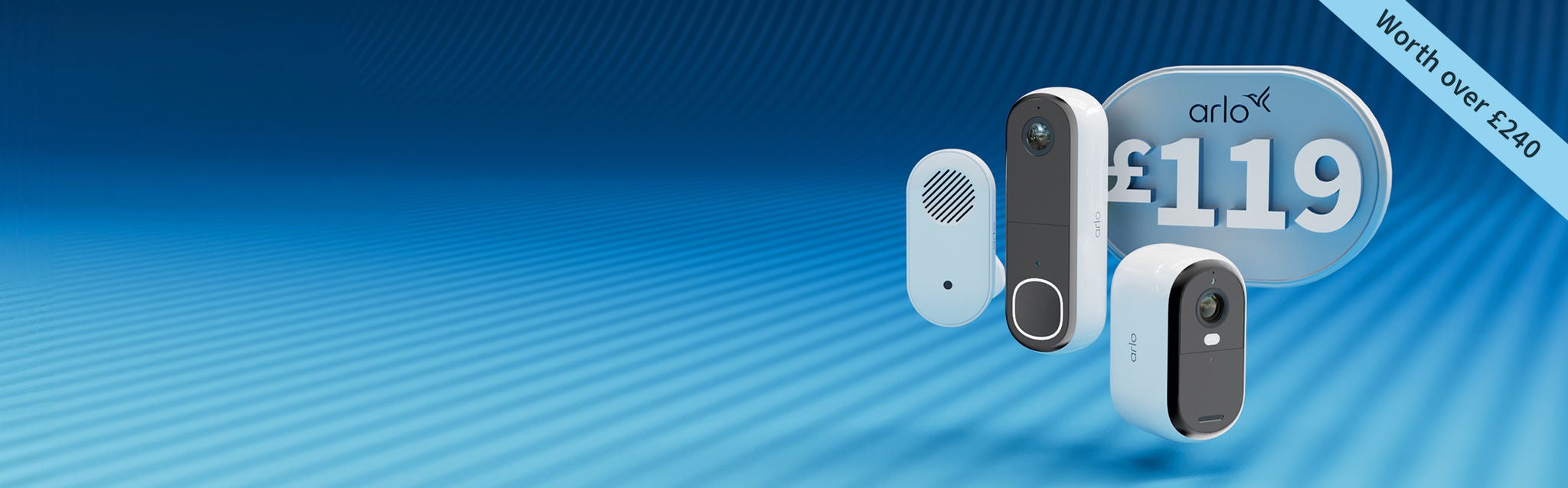 arlo doorbell and camera and chime in a bundle