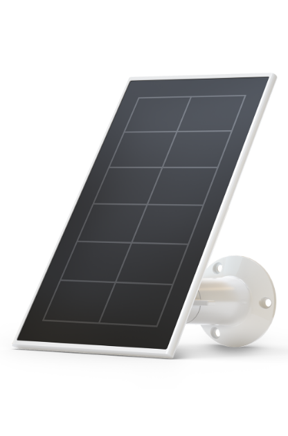 The Arlo white solar panel to permanently charge your security camera. Click on the link to see all Arlo accessories.