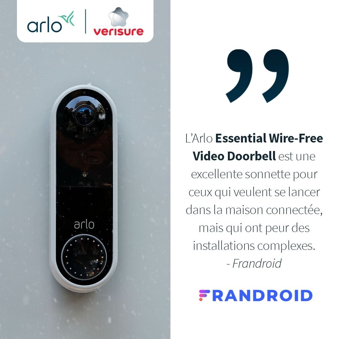 Avis du site Frandroid sur la sonnette vidéo connectée Arlo avec un lien sur la publication Instagram