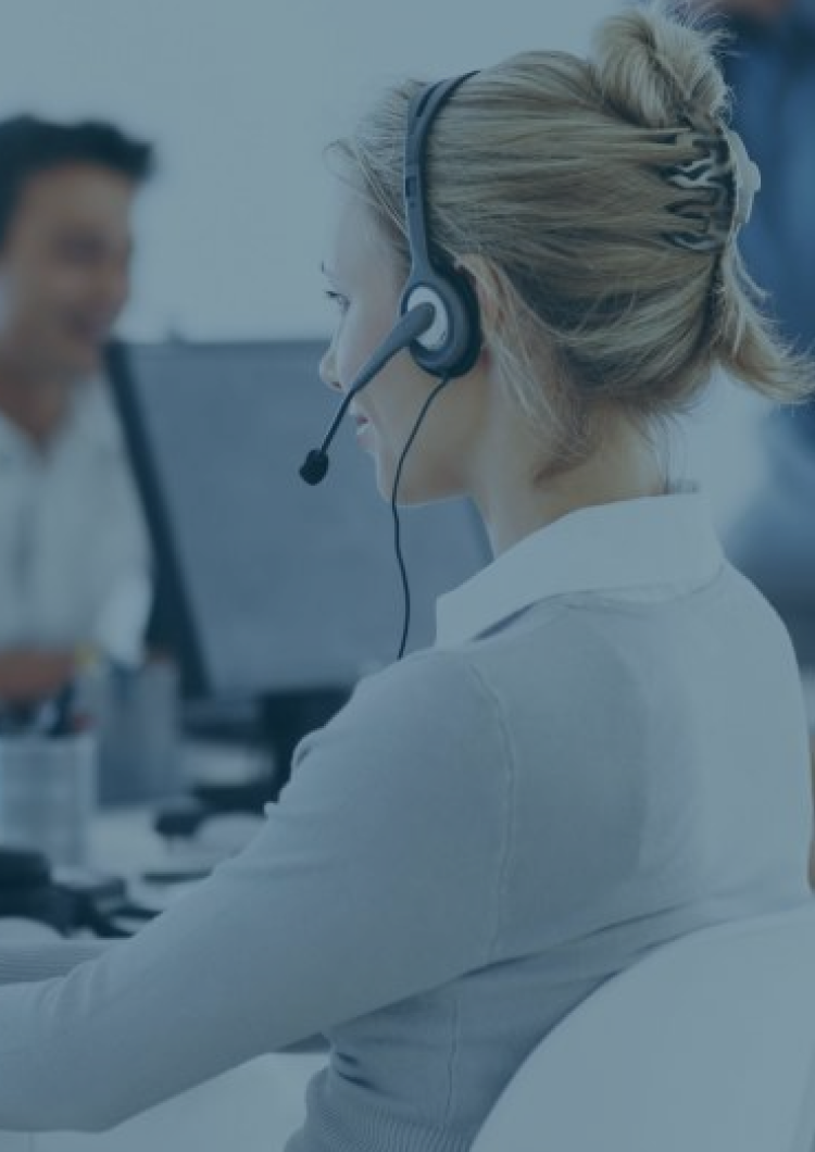 People answering the phone in a customer service department