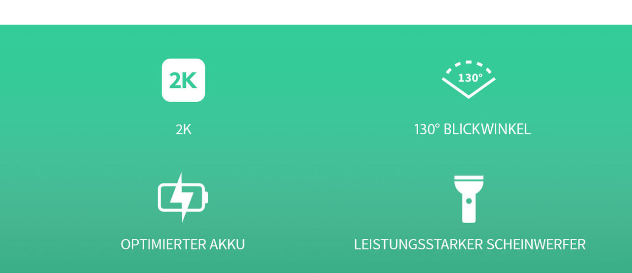 produktegenskaper 2k video, integrerad spotlight, 130 graders synvinkel och långvarigt batteri